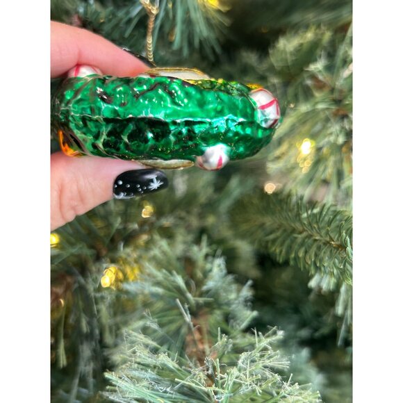 Vintage Thomas Pacconi Hand Blown Glass Wreath Ornament With Bow & Bell Holiday - Picture 3 of 6